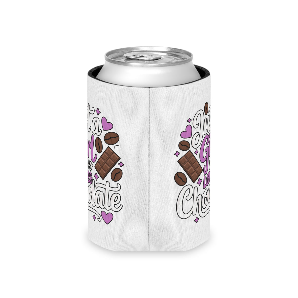 Chocolate Lover Can Cooler, Just a Girl Who Loves Chocolate, Cute Sweet Treat Drink Holder, Dessert Lover Gift, Cute Can Cooler, Party Favor