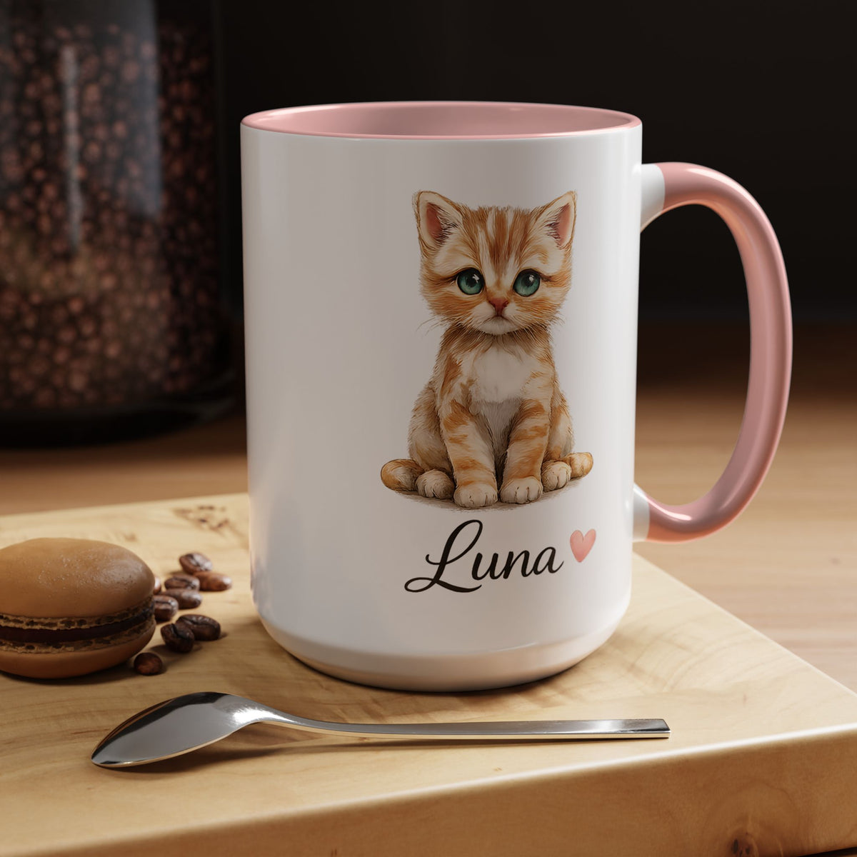 Personalized Cat Lover Mug, Custom Cat Name Coffee Mug, Cute Kitten Mug Gift for Cat Moms, Pet Lover Keepsake Cup