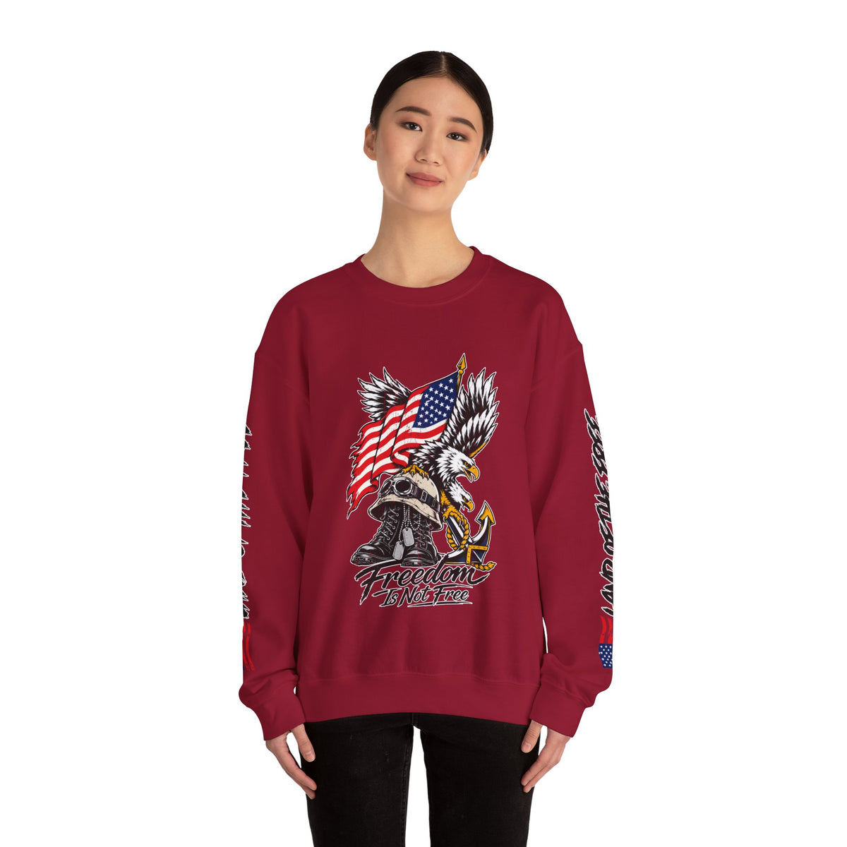 Freedom Is Not Free Sweatshirt, Patriotic Eagle Pullover, American Flag Military Style, Veterans Gift, USA Pride, Americana Clothing