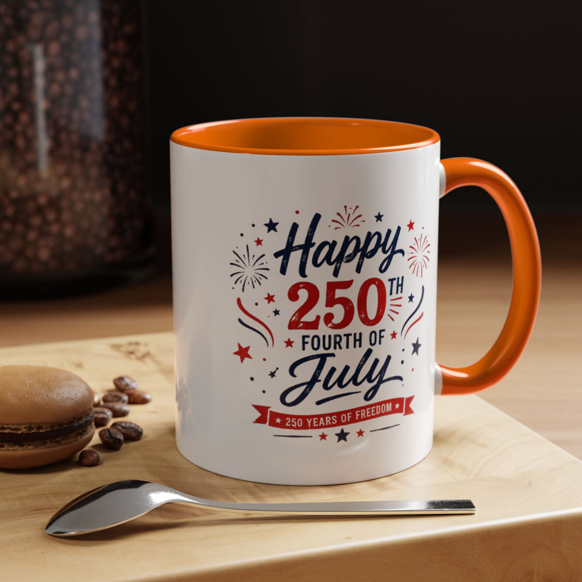 Happy 250th Fourth of July Coffee Mug, Semiquincentennial Gift for History Lovers, 1776 to 2026 Patriotic Ceramic Tea Cup