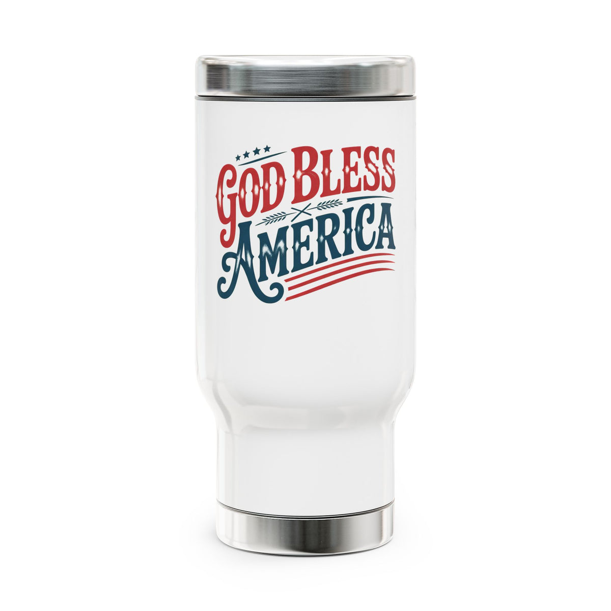 God Bless America Travel Mug, Patriotic Stainless Steel Coffee Cup, Vintage USA Drinkware, American Pride Gift, 4th of July