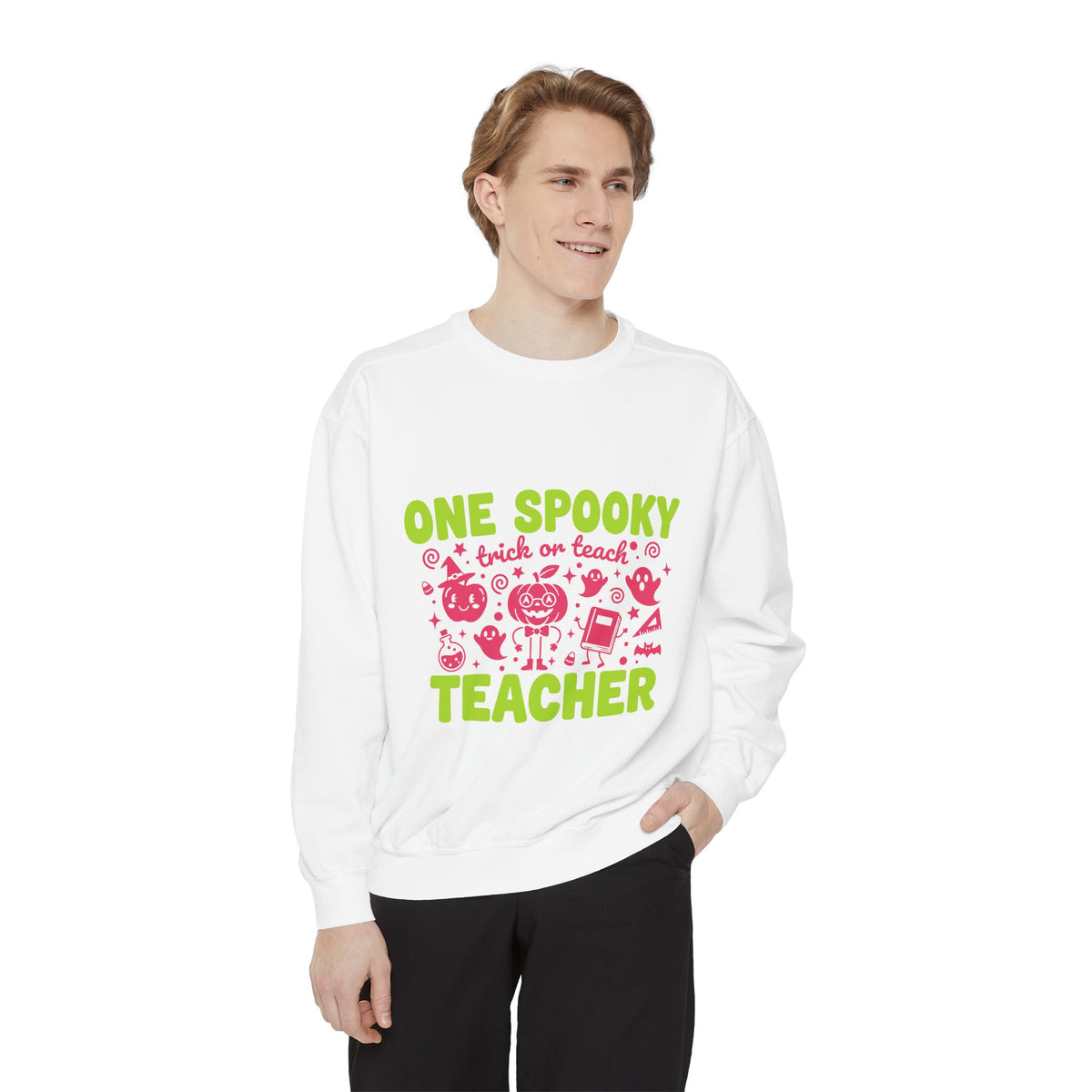 One Spooky Teacher Sweatshirt, Trick or Teach Halloween Crewneck, Cute Educator Gift, Spooky Classroom Shirt, Cute Fall School Outfit
