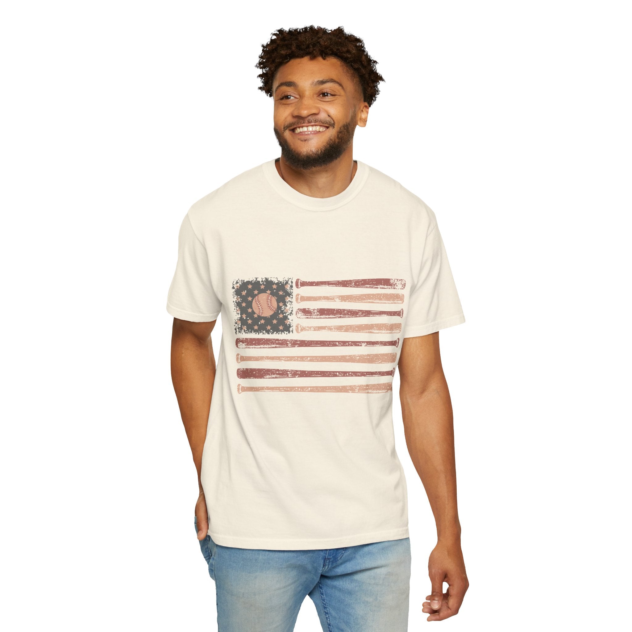 Game Day Patriotic Shirt Comfort Colors, USA Baseball Flag Graphic Tee, Fourth of July Gift for Sports Fan, American Vintage Top