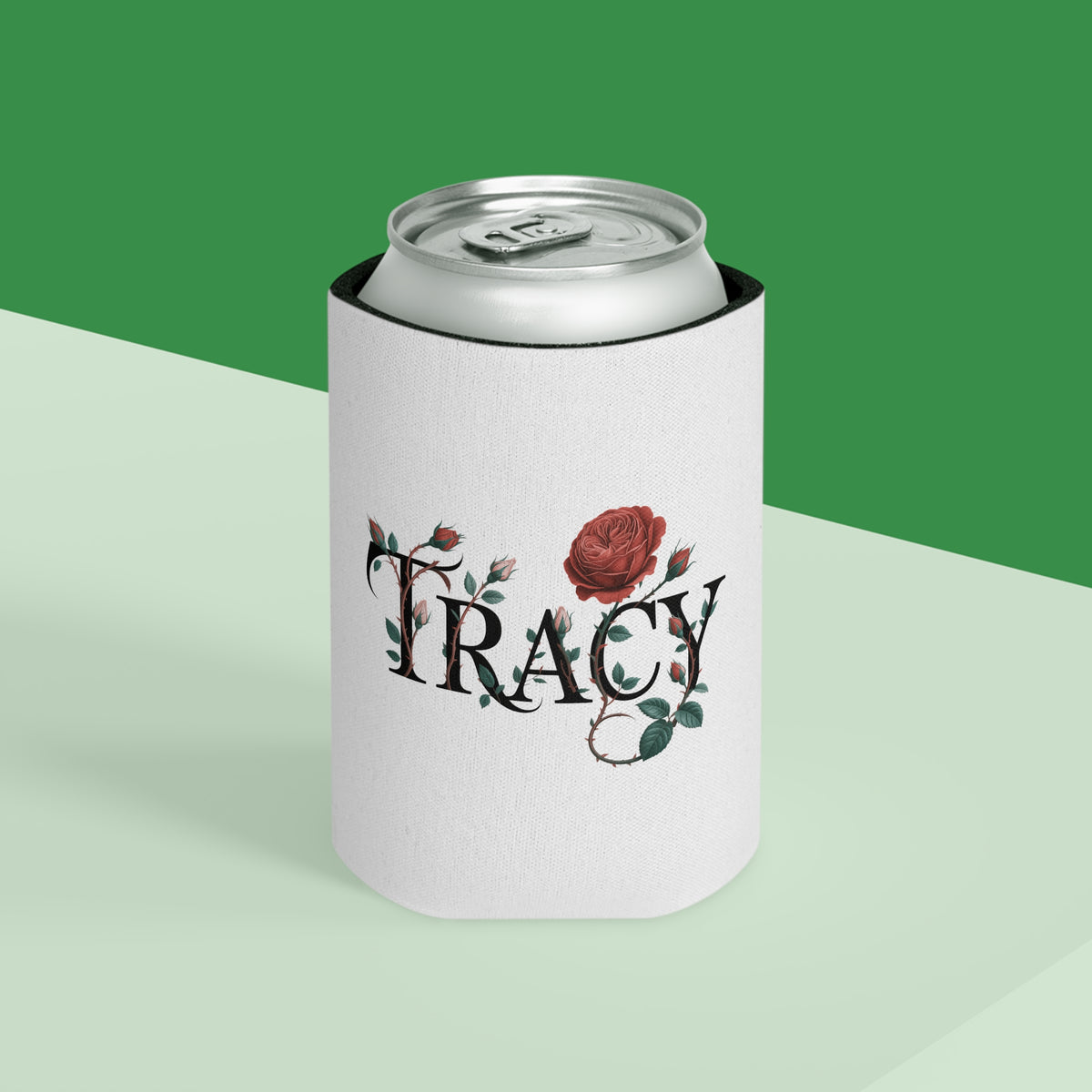 Personalized Wine Can Cooler, Custom Name Beer Can Holder, Floral Rose Drink Sleeve, Custom Gift for Her, Bridesmaid Gift, Birthday Gift