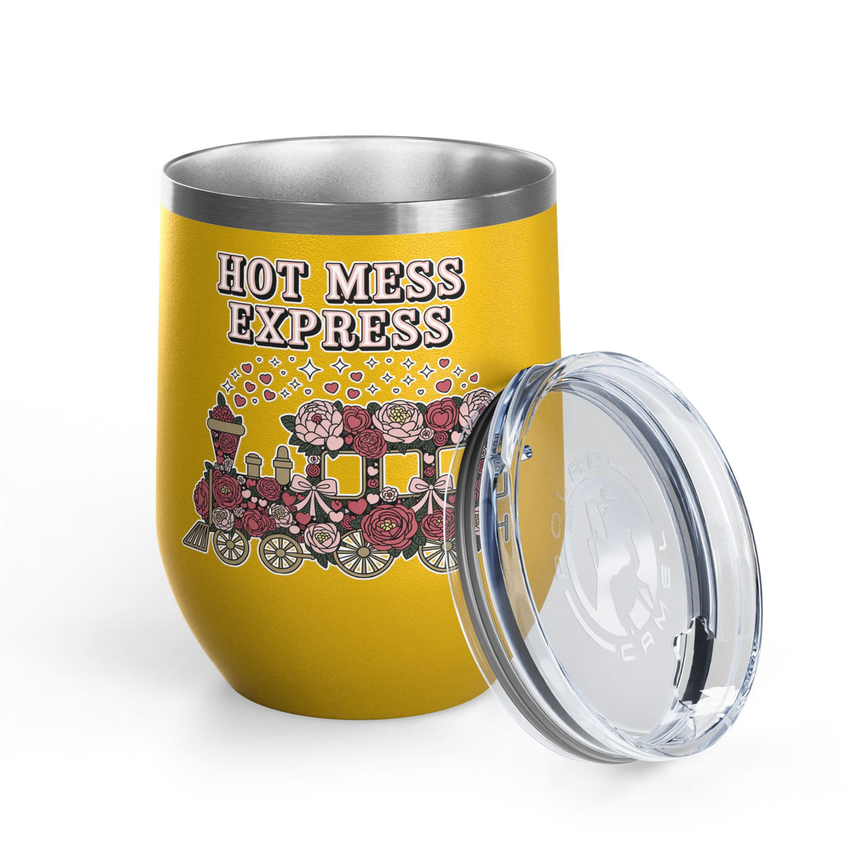 Hot Mess Express Wine Tumbler, Floral Drinkware, Funny Gift for Busy Moms, Besties, Coworkers and Chaos Coordinators