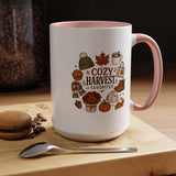 Cozy Harvest Coffee Mug, Cute Autumn Favorites Cup, Fall Gift for Her, Pumpkin Spice Lover Birthday Present, Thanksgiving Kitchen Decor