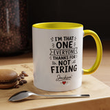 Personalized Funny Boss Mug, Thanks for Not Firing Us Coffee Cup, Custom Manager Name Gift, Coworker Office Humor, Boss Day Present