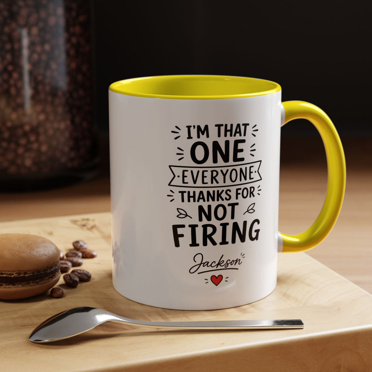 Personalized Funny Boss Mug, Thanks for Not Firing Us Coffee Cup, Custom Manager Name Gift, Coworker Office Humor, Boss Day Present