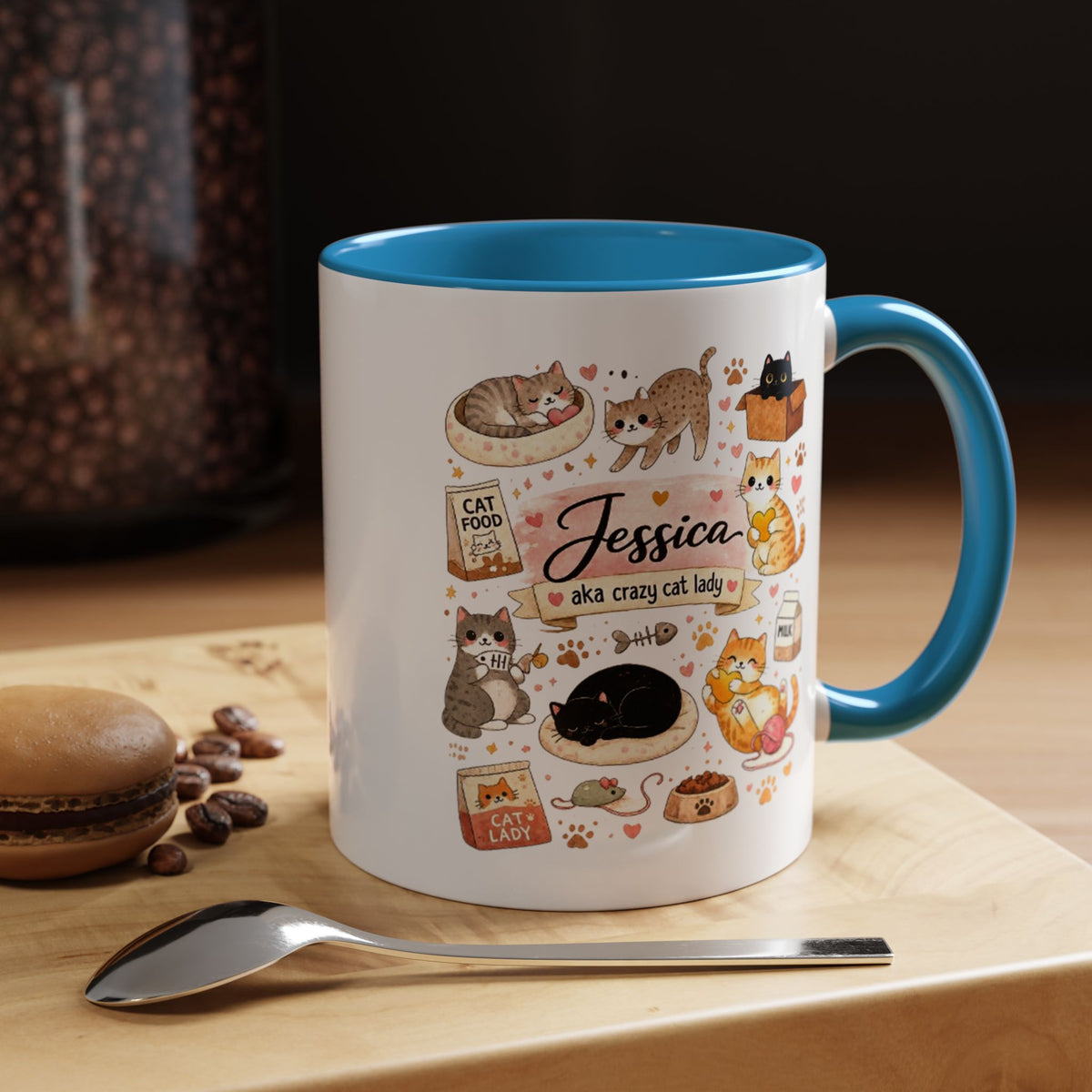 Personalized Cat Mom Mug, Custom Crazy Cat Lady Coffee Mug, Cat Lover Gift with Name, Cute Cat Mom Mug for Women