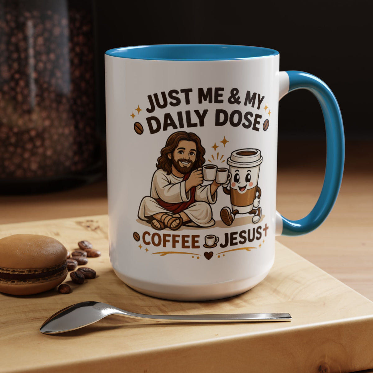 Christian Coffee Lover Mug, Just Me and My Daily Dose Coffee and Jesus Mug, Faith Based Coffee Mug, Christian Gift for Women Me