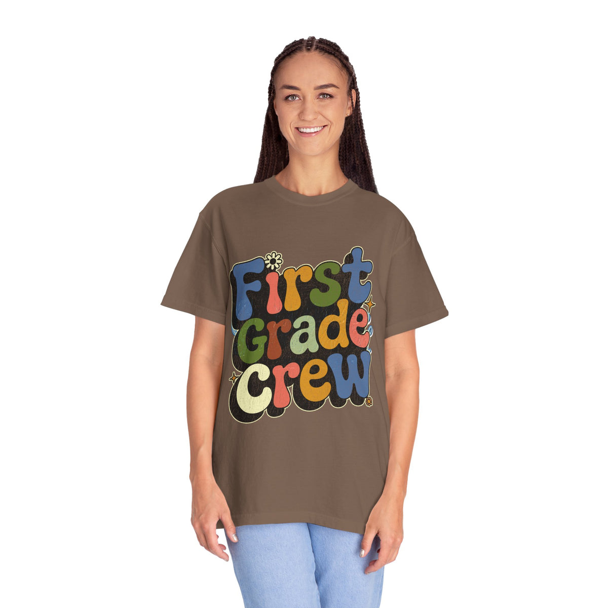 First Grade Crew T-Shirt, Retro Teacher Team Graphic Tee, Elementary School Staff Gift, First Day Classroom Outfit, Grade One Shirt