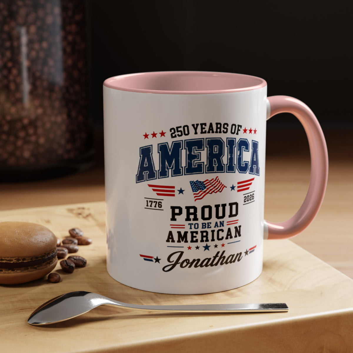 America 250th Coffee Mug with Flag, Semiquincentennial Gift for History Buffs, 1776 to 2026 Patriotic Ceramic Tea Cup
