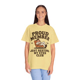 Funny Nap Lover Comfort Colors Shirt, Just Resting My Eyes Club Tee, Tired Adult Humor Shirt, Relaxation Graphic Tee Gif