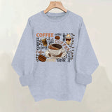 Coffee printed loose hoodie