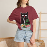 Black Cat Ramen Shirt Comfort Colors Tee, Funny Cat Lover Graphic Shirt, Introvert Cat Eating Noodles Tee, Japanese Foodie Gift