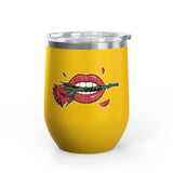 Red Lips and Rose Wine Tumbler, Gothic Romantic Stainless Steel Cup, Valentine's Day Gift for Her, Alternative Love Gift