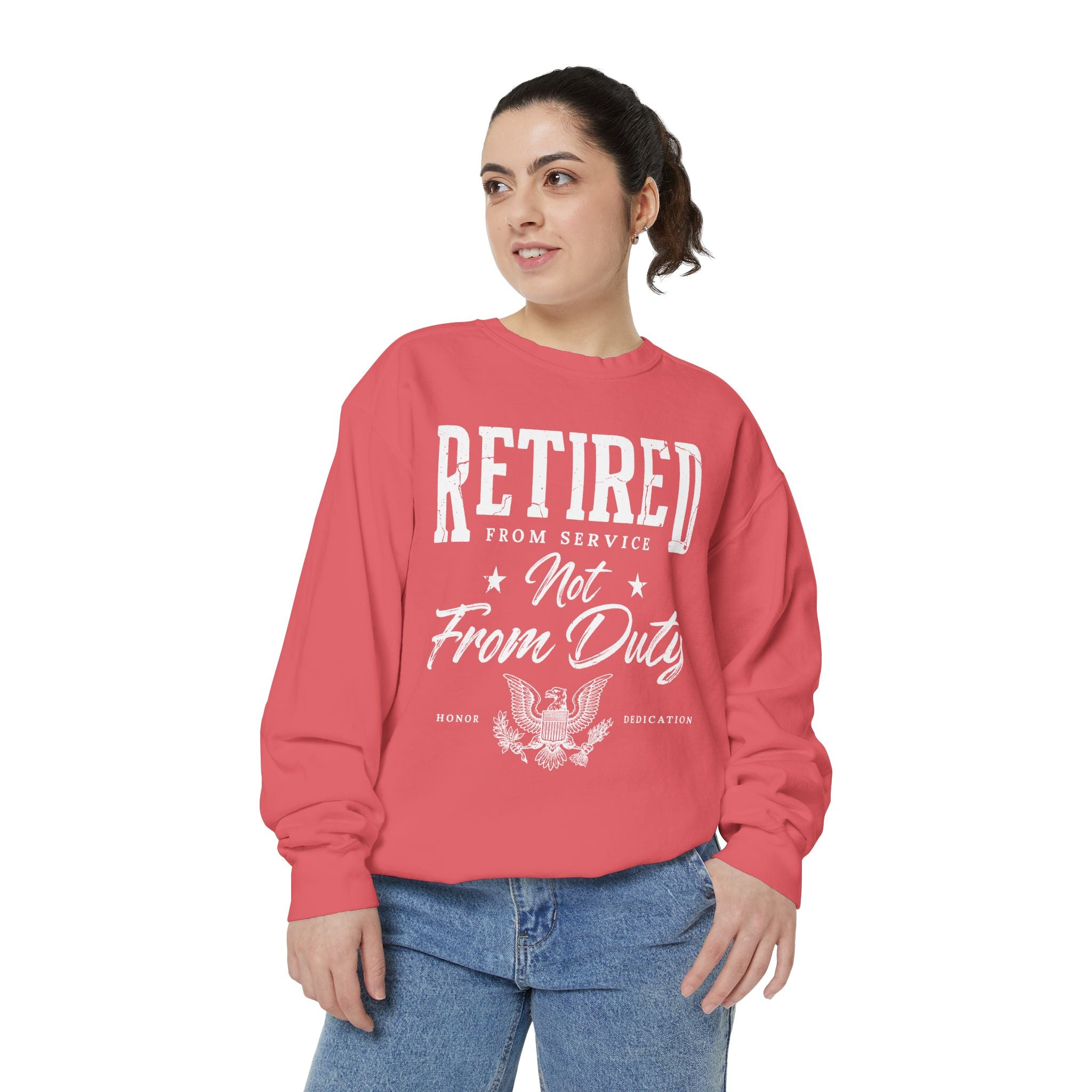 Retired From Service Not From Duty Sweatshirt, Military Retirement Crewneck, Veteran Gift, Patriotic Eagle Veterans Day Pullover for Retiree