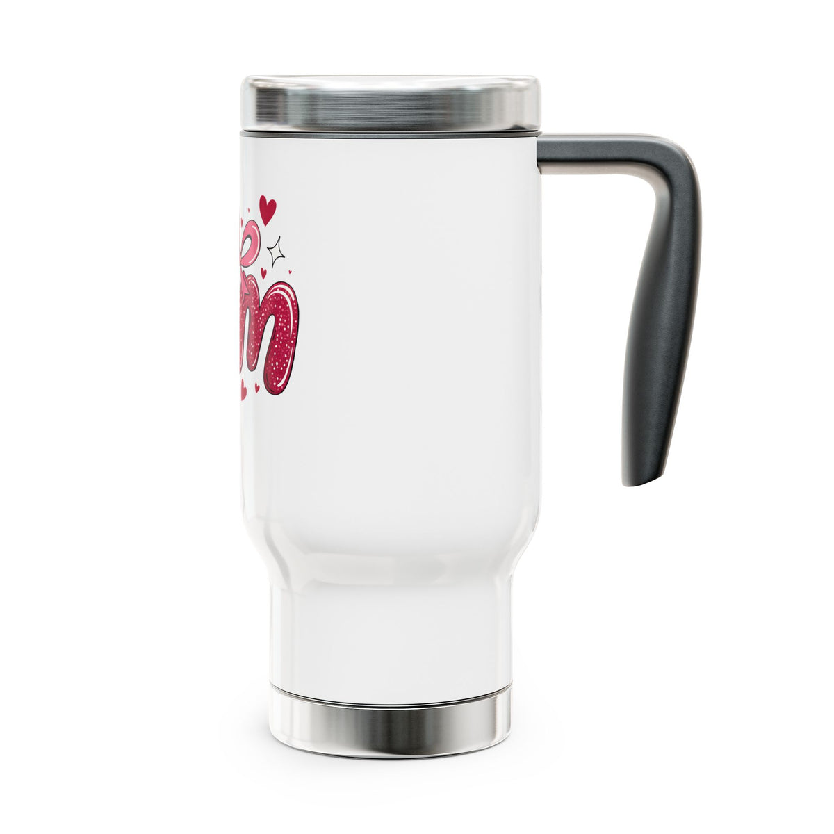 Mom Stainless Steel Travel Mug, Mother's Day Coffee Cup, Bow Heart Drinkware, Gift for Mom, Cute Insulated Mug, Mom Appreciation Gift