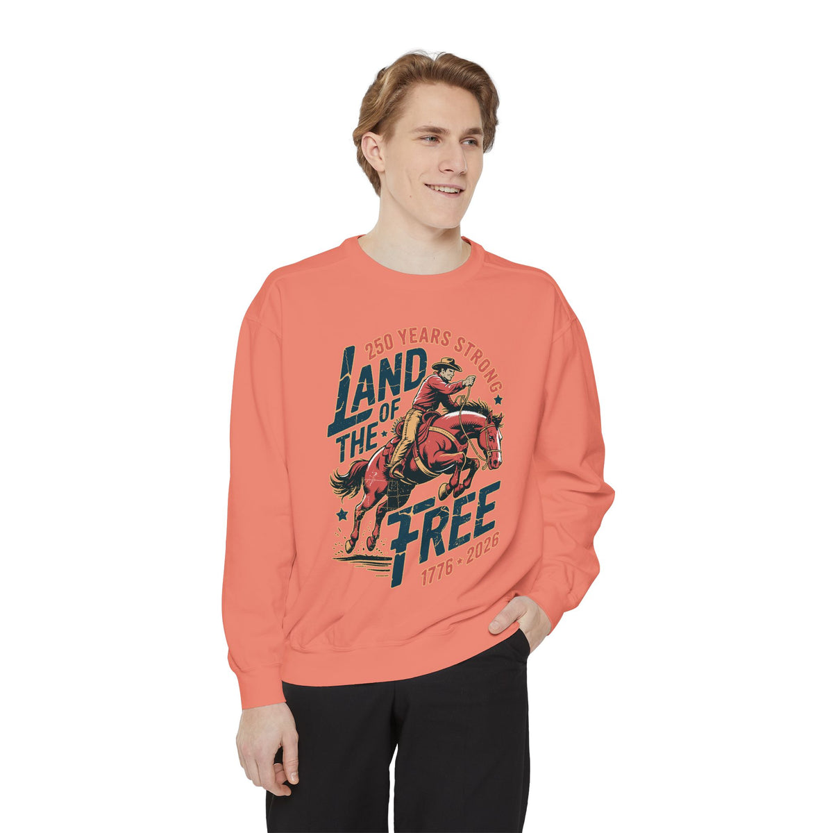 Land of the Free Comfort Colors Sweatshirt, Patriotic Cowboy Sweatshirt, Western Fourth of July Shirt, Americana Gift