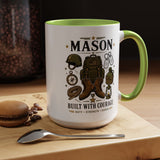 Personalized Army Soldier Mug, Built with Courage Coffee Cup, Custom Name Military Gift for Him, Veteran, Recruit or Service Member