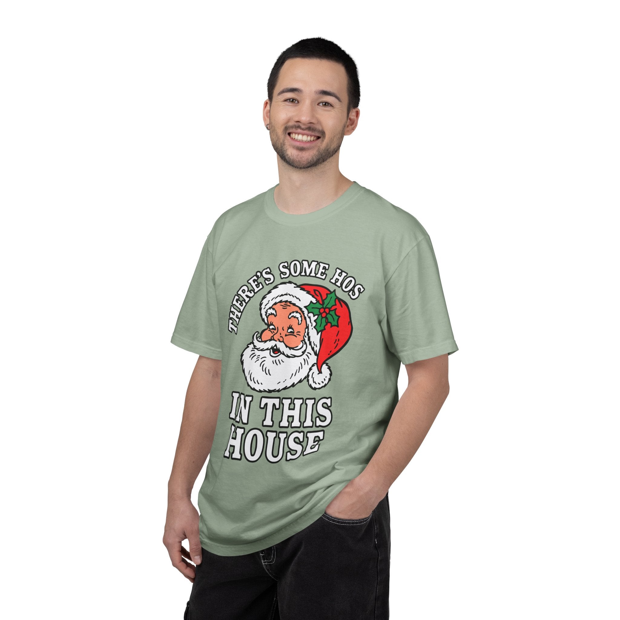 There's Some Ho's in This House Shirt, Funny Santa Christmas T-Shirt, Adult Holiday Party Tee, Naughty Xmas Gift for Friends or Family