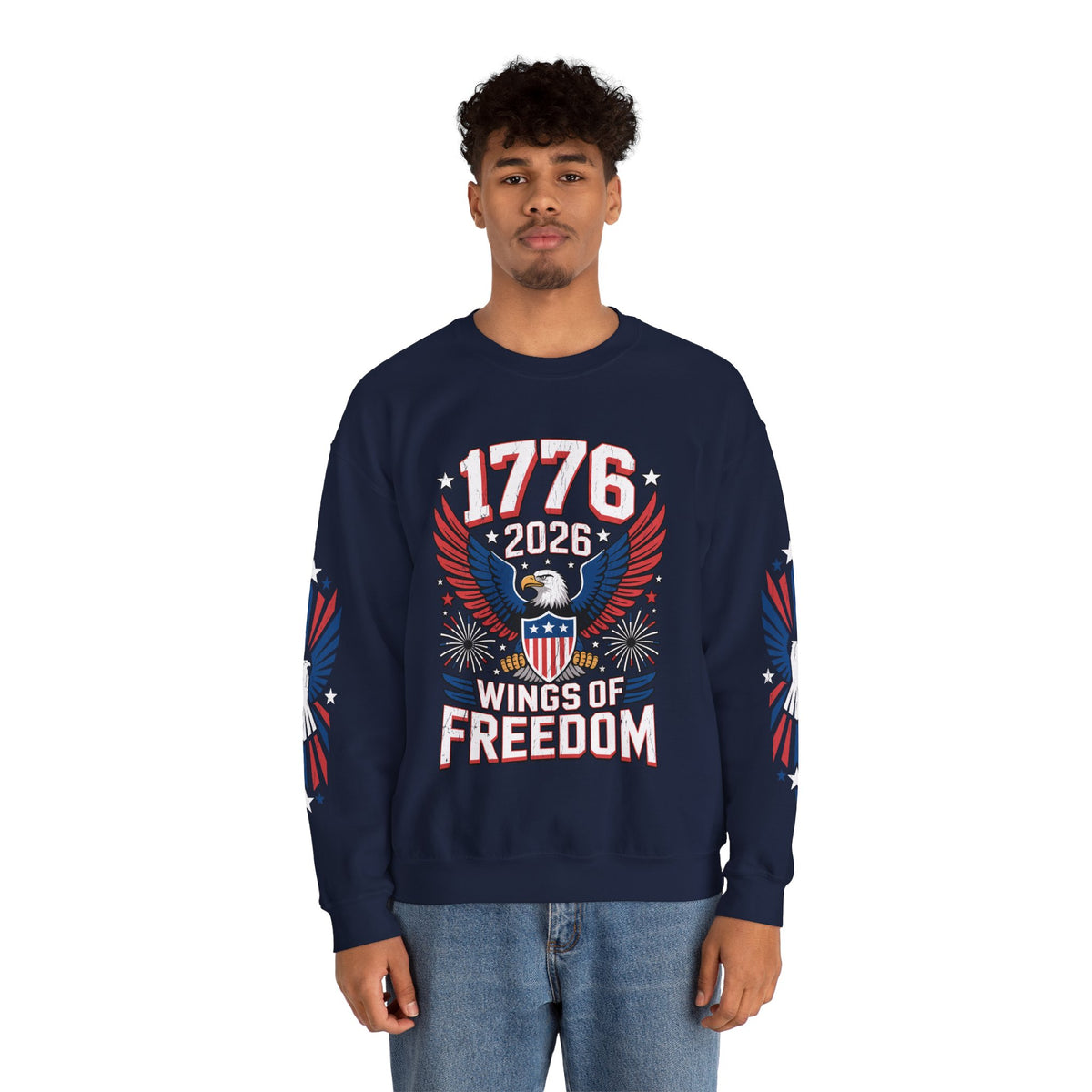 1776 Wings of Freedom Sweatshirt, Patriotic Eagle Pullover, American Flag Crewneck, USA 250th Anniversary Gift, Fourth of July Top