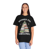 Booked for Christmas Shirt, Book Lover Holiday T-Shirt, Christmas Tree Books Tee, Cozy Reading Gift for Librarian, Teacher or Bookworm