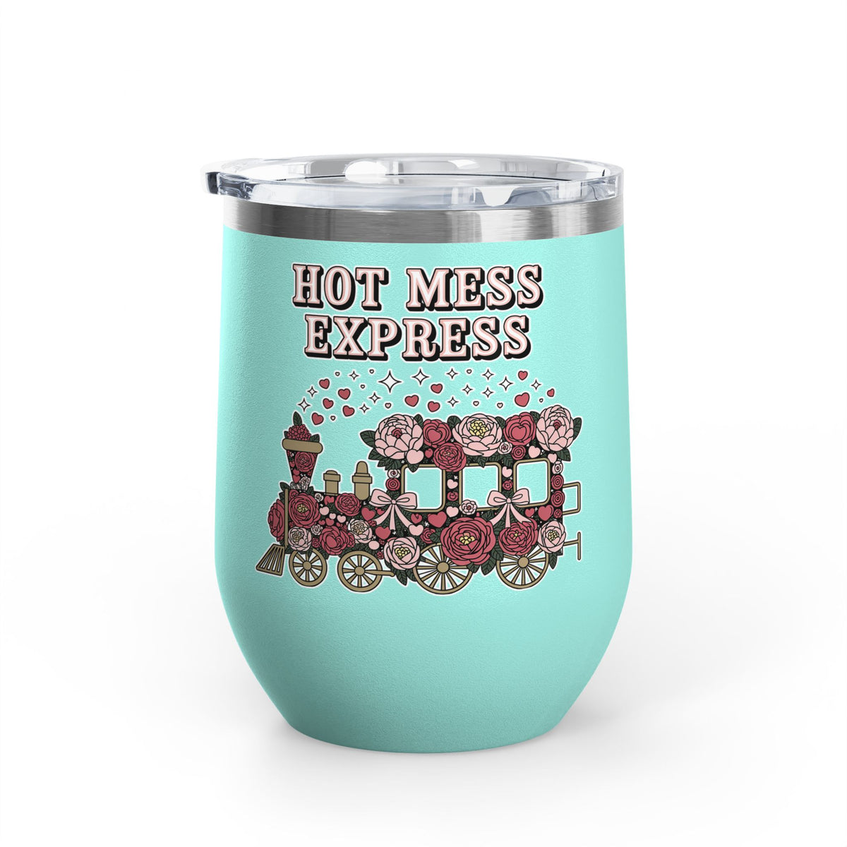 Hot Mess Express Wine Tumbler, Floral Drinkware, Funny Gift for Busy Moms, Besties, Coworkers and Chaos Coordinators