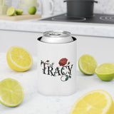 Personalized Wine Can Cooler, Custom Name Beer Can Holder, Floral Rose Drink Sleeve, Custom Gift for Her, Bridesmaid Gift, Birthday Gift