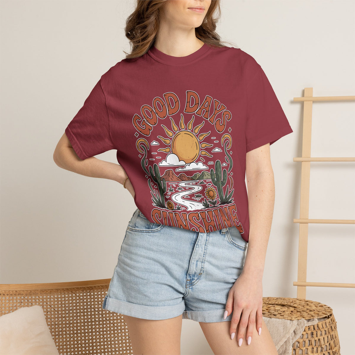 Positive Sunshine Comfort Colors Shirt, Good Days Sunshine Graphic Tee, Retro Desert Nature Shirt, Boho Summer Aesthetic Tee