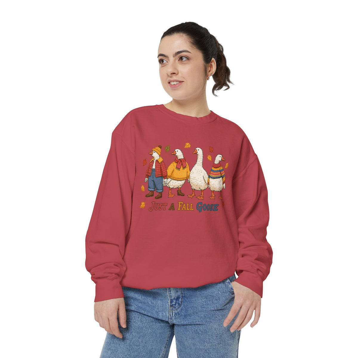 Funny Fall Goose Sweatshirt, Just a Fall Goose Autumn Pullover, Cute Cozy Gift for Bird Lover, Thanksgiving and October Outfit for Her