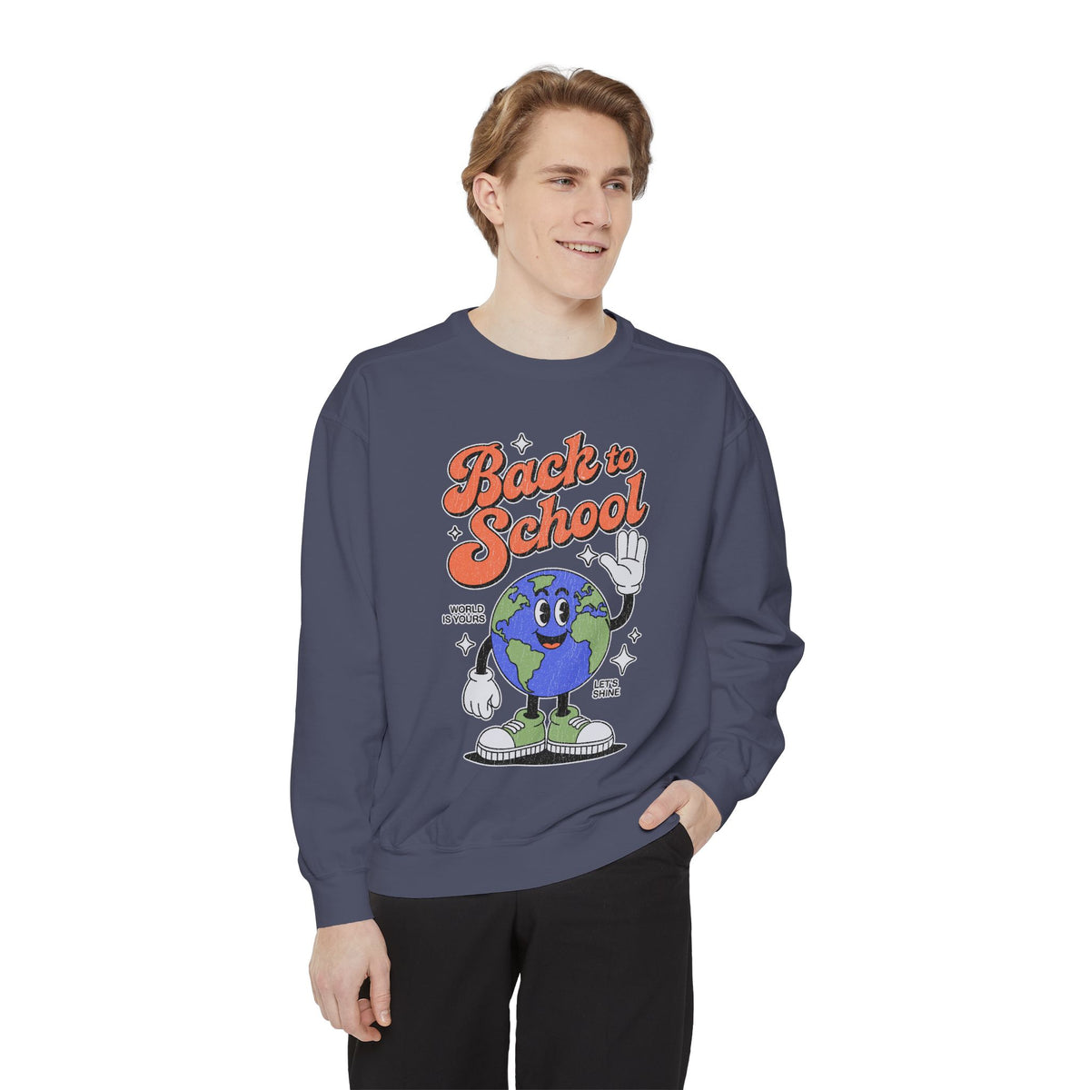 Back to School Earth Sweatshirt, Retro Globe Graphic Pullover, Teacher First Day Outfit, Student Gift, Classroom Crewneck, Educator Gift
