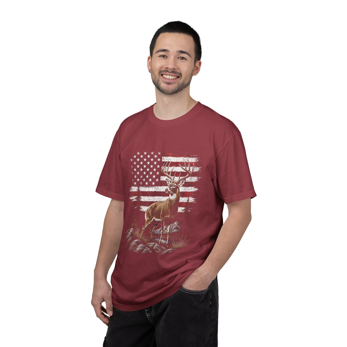 Patriotic Deer Shirt, American Flag Buck T Shirt, Deer Lover Gift, Outdoors Graphic Tee, Country Style Shirt, Fourth of July Gift