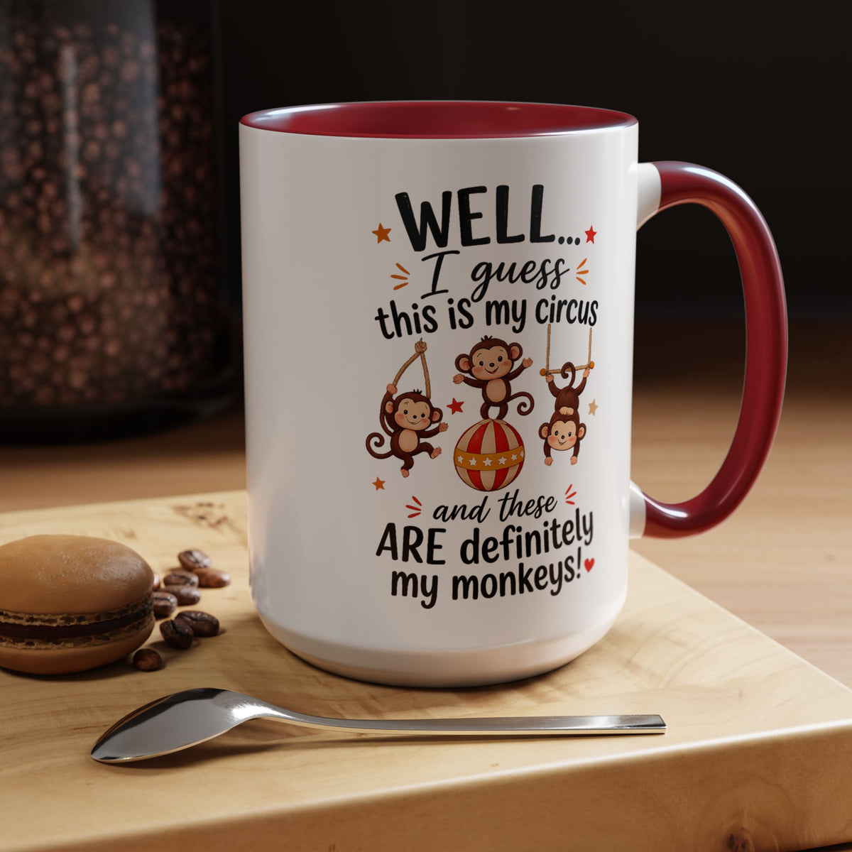 Funny Mom Life Coffee Mug, This Is My Circus These Are My Monkeys Mug, Motherhood Humor Gift, Mom Coffee Cup for Busy Moms