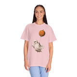 Cute Ghost Halloween Shirt, Pumpkin Balloon Graphic Tee, Vintage Spooky Season Gift for Women, Cozy October Fall Outfit for Ghost Lovers