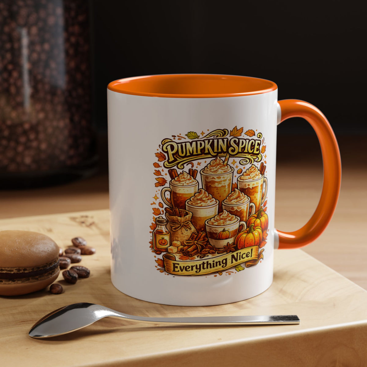 Pumpkin Spice Coffee Mug, Everything Nice Fall Cup, Autumn Latte Gift for Coffee Lover, Thanksgiving Hostess or Pumpkin Season Fan