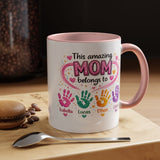 Personalized Mom Handprint Mug, Custom Mother's Day Coffee Mug, Gift from Kids for Mom, Grandma Mug with Children's Names