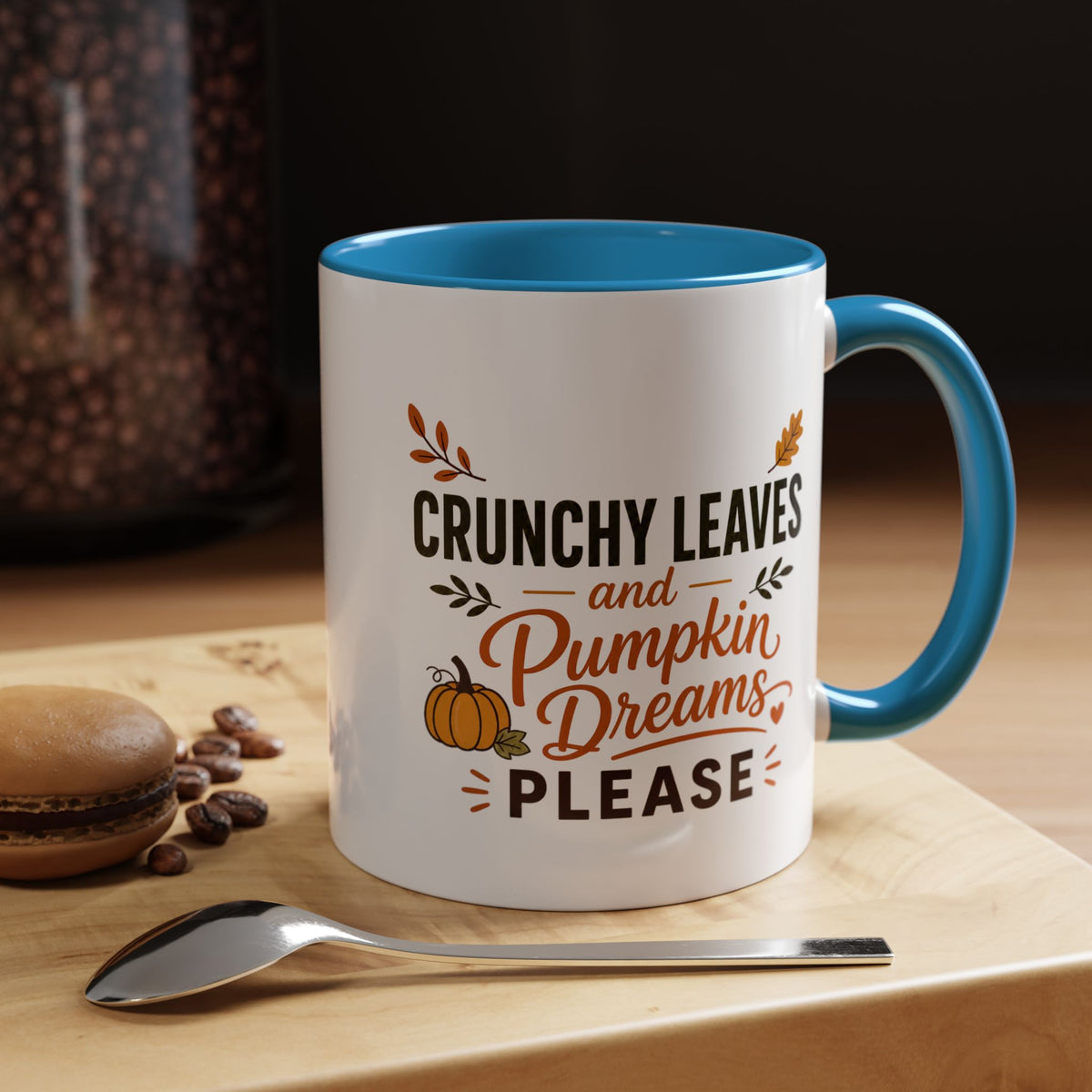 Cozy Air and Crunchy Leaves Mug, Pumpkin Dreams Fall Coffee Cup, Autumn Lover Gift for Her, Cute Seasonal Drinkware and Decor