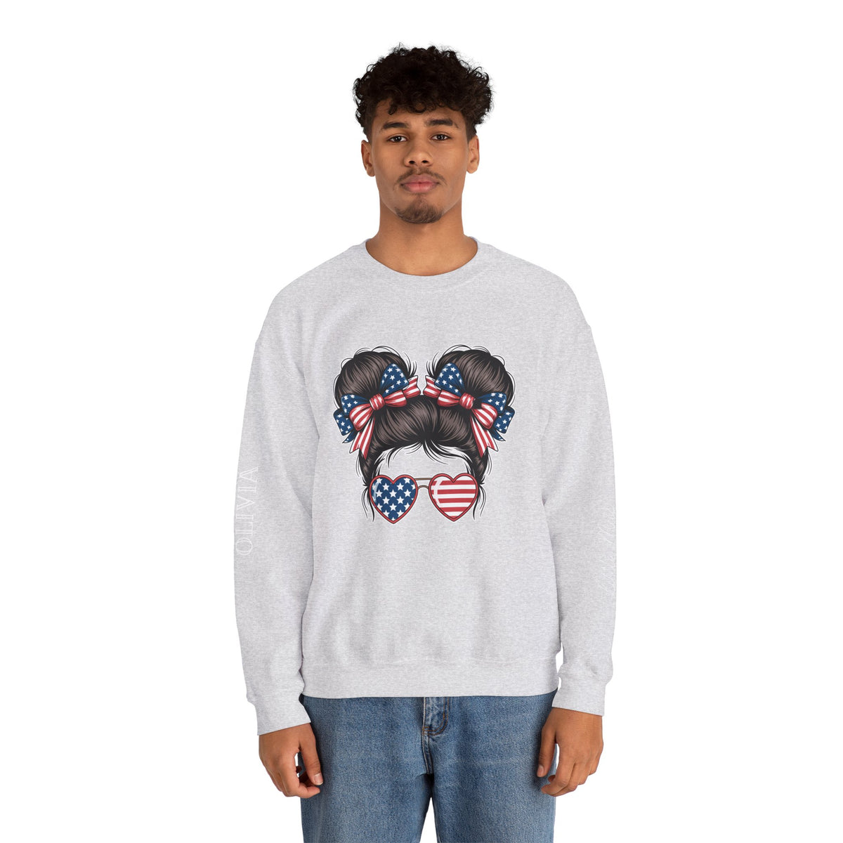Personalized Patriotic Sweatshirt, Custom Little Miss Pullover, American Flag Girl Crewneck, Fourth of July Gift, USA Country Shirt