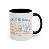 Christian Easter Bunny Mug, Jesus Is Risen Hop Into Faith Coffee Mug, Faith Based Easter Gift, Religious Spring Mug for Women Kids