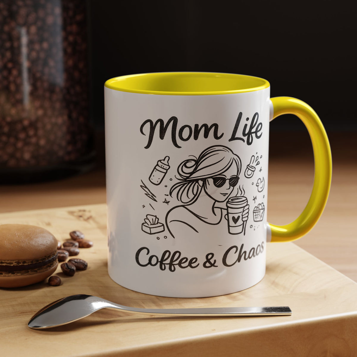 Mom Life Coffee and Chaos Mug, Funny Mom Coffee Mug, Motherhood Humor Gift, Busy Mom Cup, Mother's Day Gift for Coffee Lover
