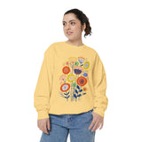 Retro Floral Graphic Sweatshirt, Colorful Botanical Pullover for Flower Lovers, Mid Century Garden Top, Cheerful Nature Gift for Her
