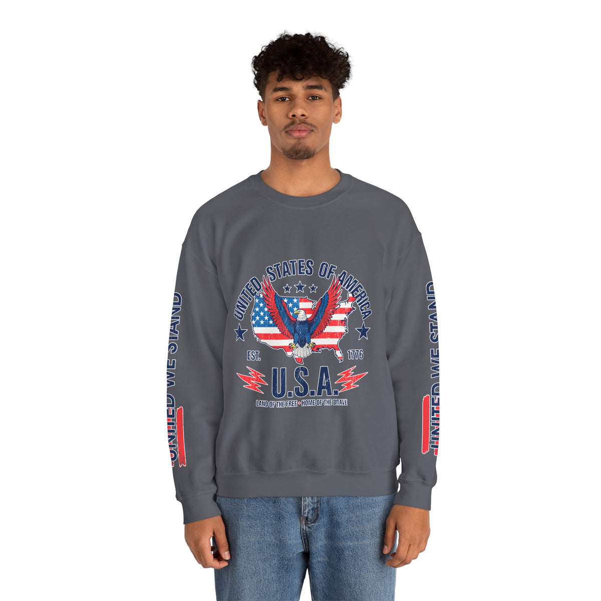 United We Stand Sweatshirt, American Eagle USA Pullover, Patriotic Flag Top, Vintage Americana Clothing, Fourth of July Gift for Women