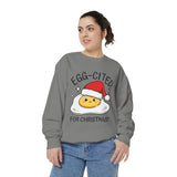 Egg-Cited for Christmas Sweatshirt, Funny Fried Egg Crewneck, Cute Food Pun Holiday Pullover, Christmas Breakfast Gift for Brunch Lover