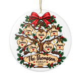 Personalized Family Tree Christmas Ornament 2026, Custom Names on Heart and Star Designs, Holiday Keepsake Gift for Parents and Grandparents
