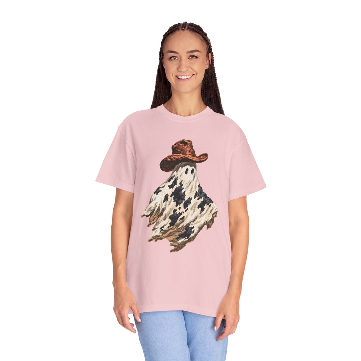 Western Ghost Halloween Shirt, Cowboy Hat Spooky Graphic Tee, Cute Vintage Fall Gift for Cowgirl, Country October Outfit for Women