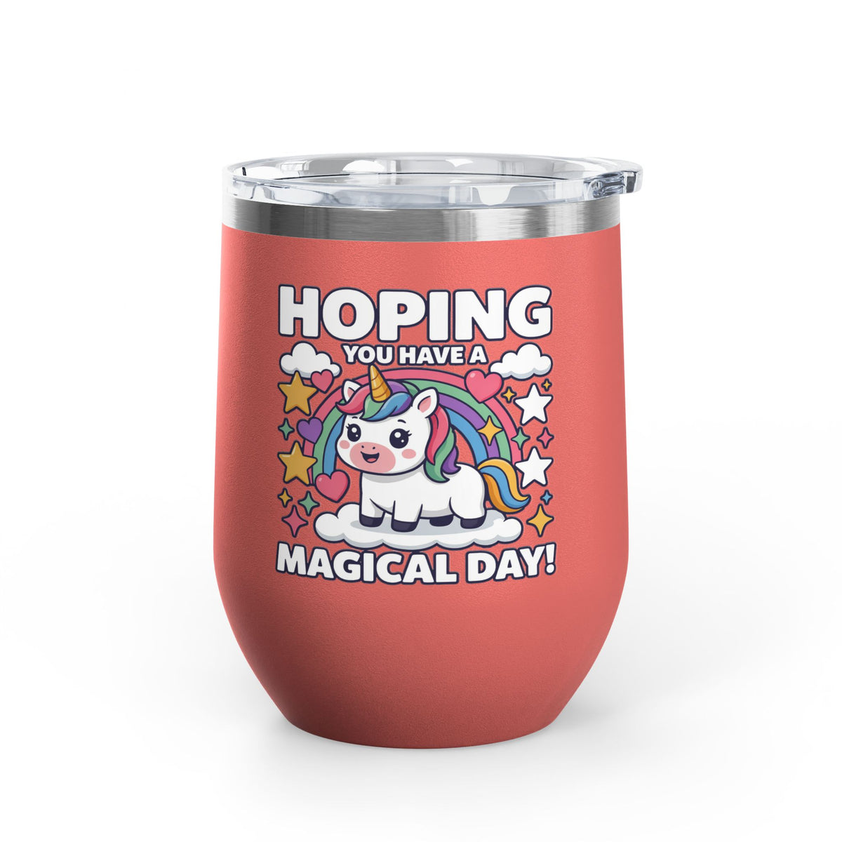 Unicorn Wine Tumbler, Magical Day Cup, Cute Fantasy Gift for Her, Rainbow Unicorn Drinkware, Birthday Gift for Unicorn Lover
