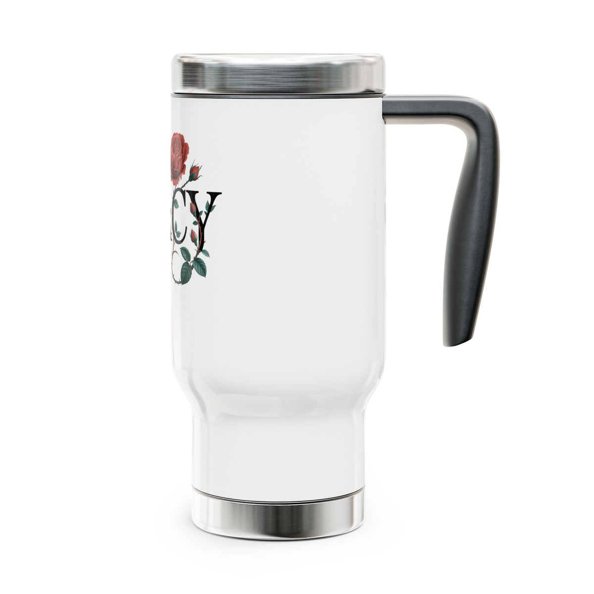 Personalized Rose Floral Stainless Steel Travel Mug, Custom Name Coffee Cup, Botanical Tumbler, Flower Lover Gift, Gift for Her