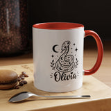 Personalized Snake Mug with Name, Celestial Serpent Coffee Cup, Custom Witchy Gift for Snake Lover, Gothic Botanical Birthday Gift