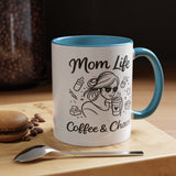 Mom Life Coffee and Chaos Mug, Funny Mom Coffee Mug, Motherhood Humor Gift, Busy Mom Cup, Mother's Day Gift for Coffee Lover